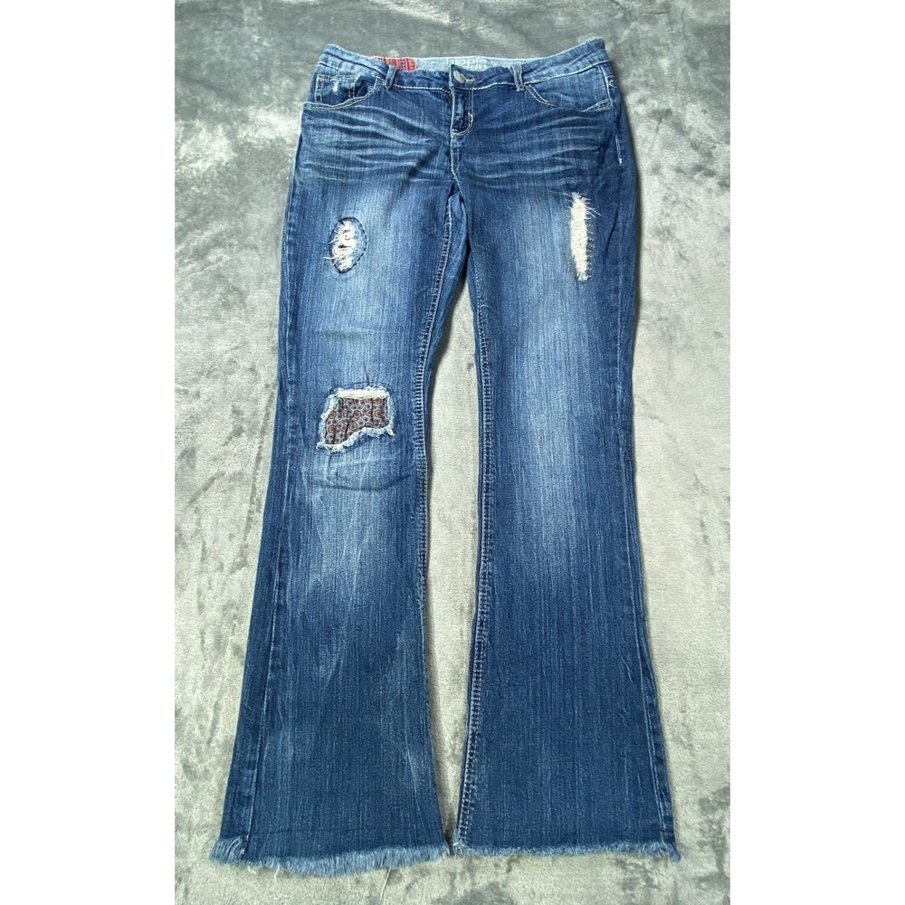 Hippie Laundry Jeans Womens 9 Blue Patchwork Y2K Boho Festival Bootcut Distress